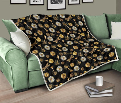 Steampunk Dragonfly Design Themed Print Premium Quilt-JTAMIGO.COM