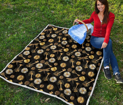 Steampunk Dragonfly Design Themed Print Premium Quilt-JTAMIGO.COM