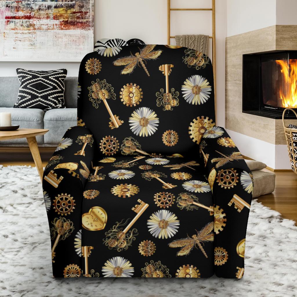 Steampunk Dragonfly Design Themed Print Single Sofa Slipcover -JTAMIGO.COM