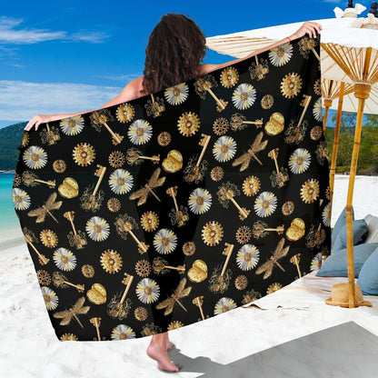 Steampunk Dragonfly Design Themed Print Sarong Pareo Wrap