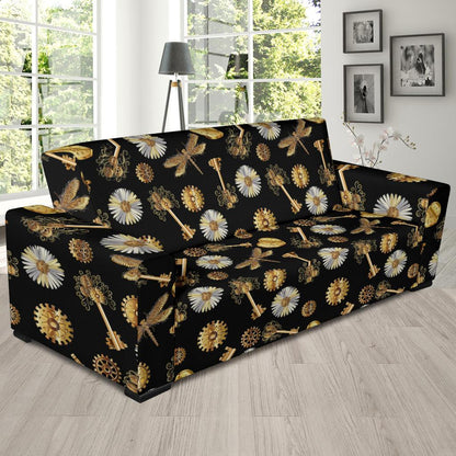 Steampunk Dragonfly Design Themed Print Sofa Slipcover-JTAMIGO.COM