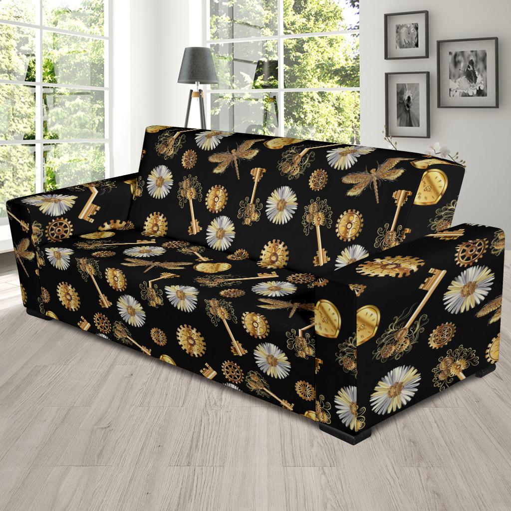 Steampunk Dragonfly Design Themed Print Sofa Slipcover-JTAMIGO.COM