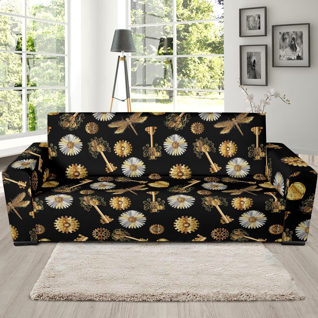 Steampunk Dragonfly Design Themed Print Sofa Slipcover-JTAMIGO.COM