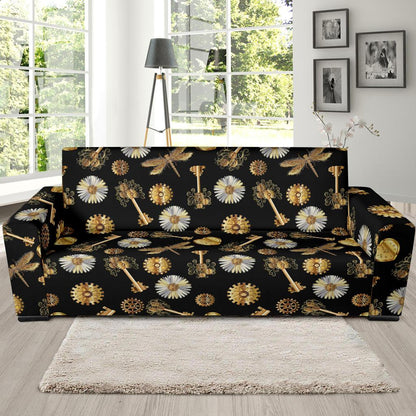 Steampunk Dragonfly Design Themed Print Sofa Slipcover-JTAMIGO.COM