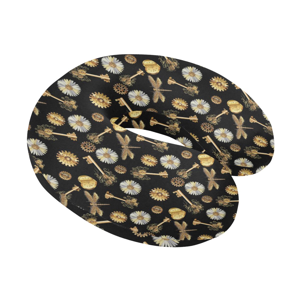 Steampunk Dragonfly Design Themed Print U-Shaped Travel Neck Pillow-JTAMIGO.COM