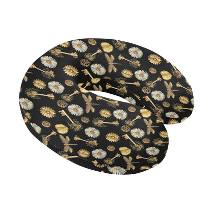 Steampunk Dragonfly Design Themed Print U-Shaped Travel Neck Pillow-JTAMIGO.COM