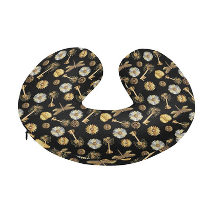 Steampunk Dragonfly Design Themed Print U-Shaped Travel Neck Pillow-JTAMIGO.COM