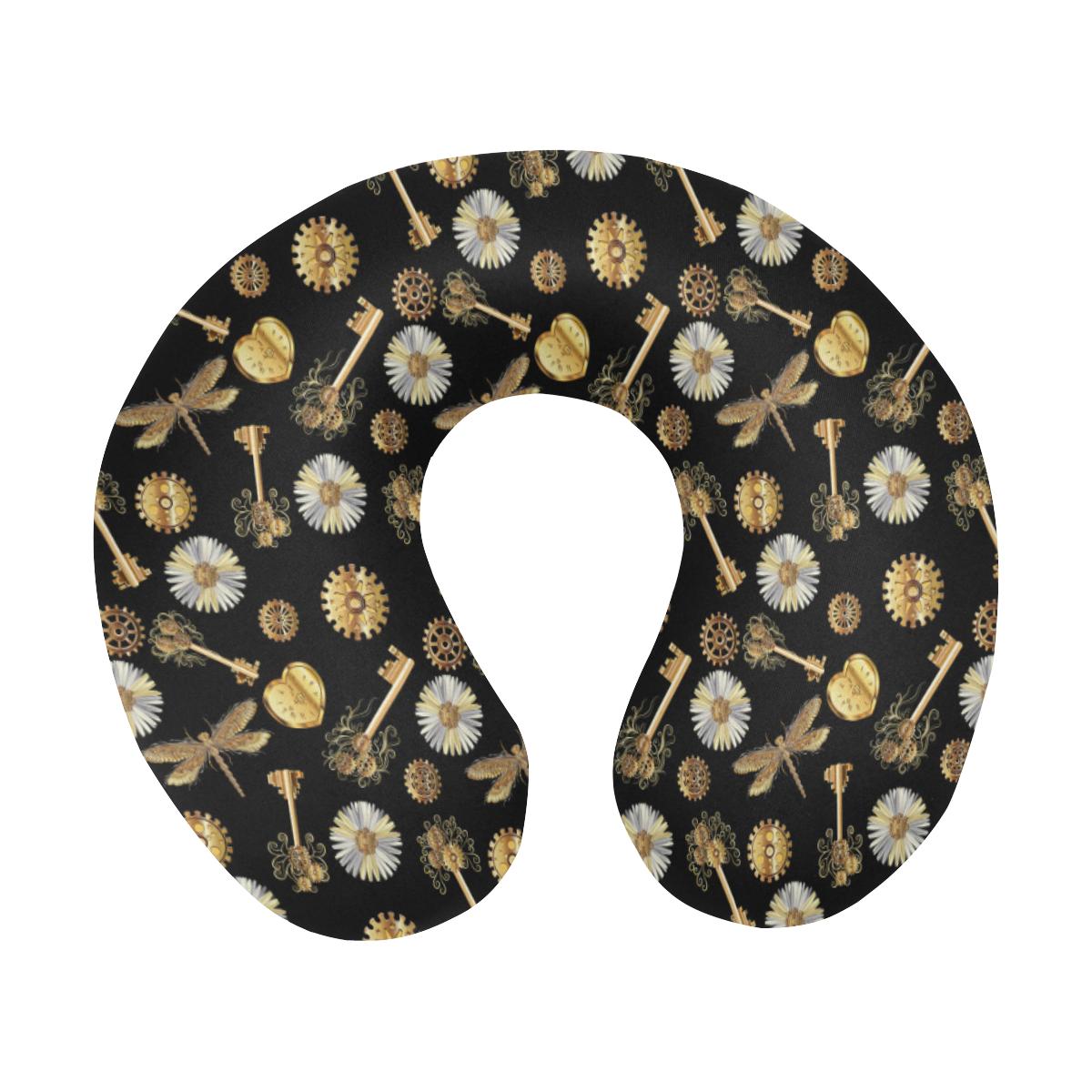 Steampunk Dragonfly Design Themed Print U-Shaped Travel Neck Pillow-JTAMIGO.COM