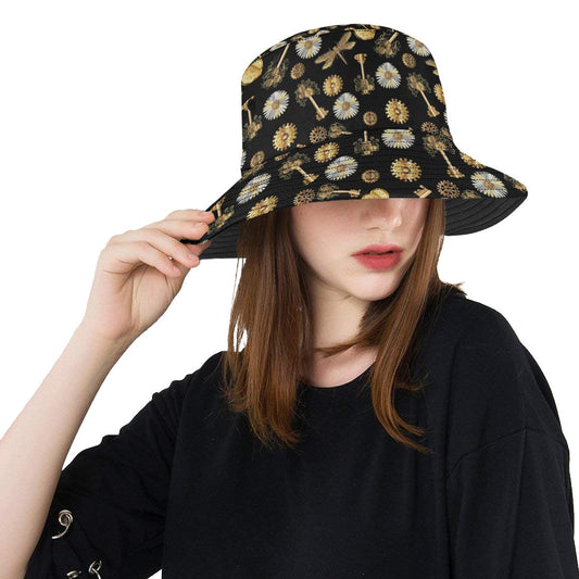 Steampunk Dragonfly Design Themed Print Unisex Bucket Hat