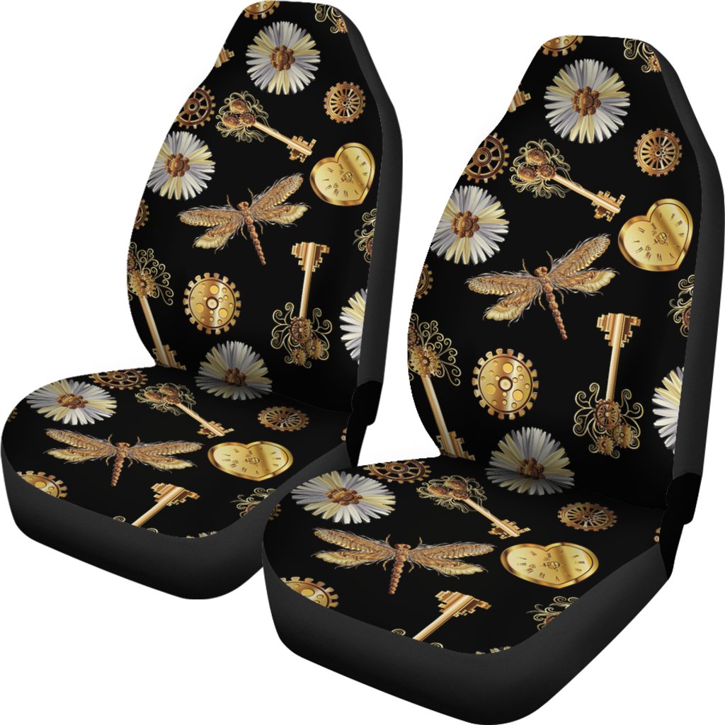 Steampunk Dragonfly Design Themed Print Universal Fit Car Seat Covers