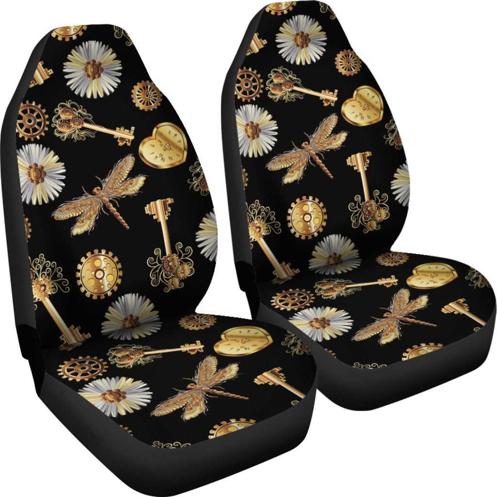 Steampunk Dragonfly Design Themed Print Universal Fit Car Seat Covers