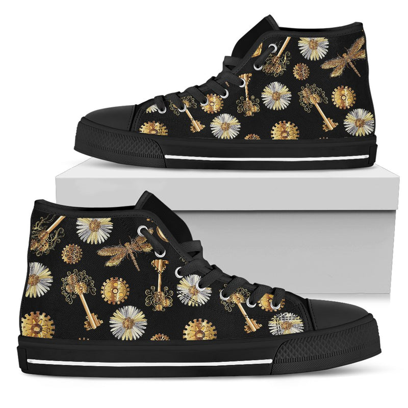 Steampunk Dragonfly Design Themed Print Women High Top Shoes