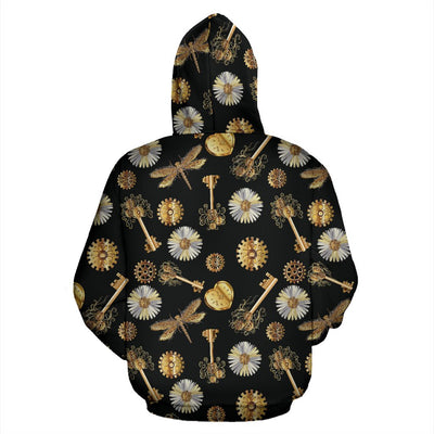 Steampunk Dragonfly Design Themed Print Zip Up Hoodie