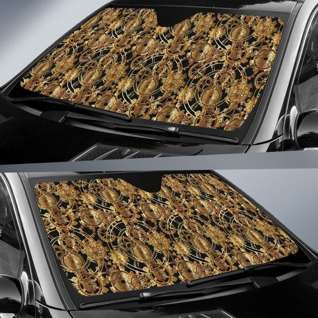 Steampunk Gear Design Themed Print Car Sun Shade For Windshield