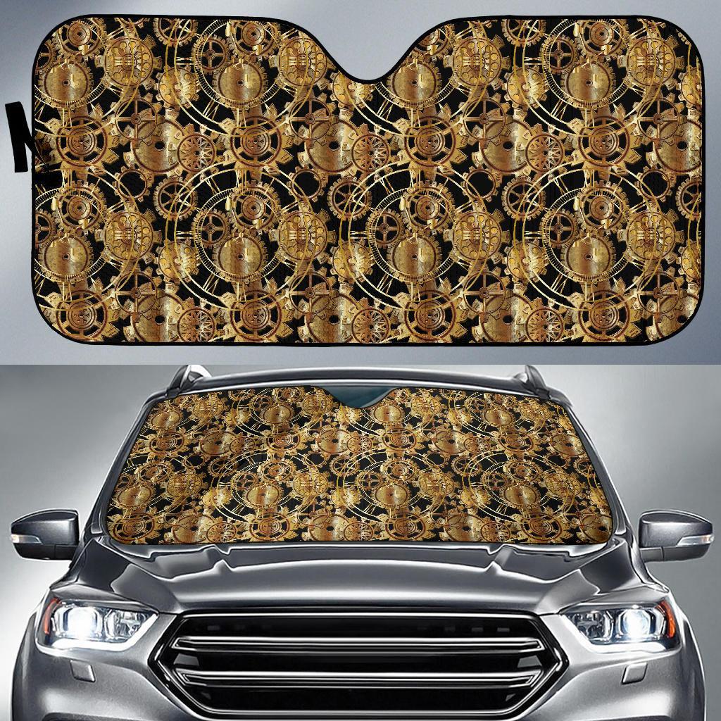 Steampunk Gear Design Themed Print Car Sun Shade For Windshield