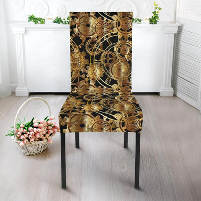 Steampunk Gear Design Themed Print Dining Chair Slipcover-JTAMIGO.COM