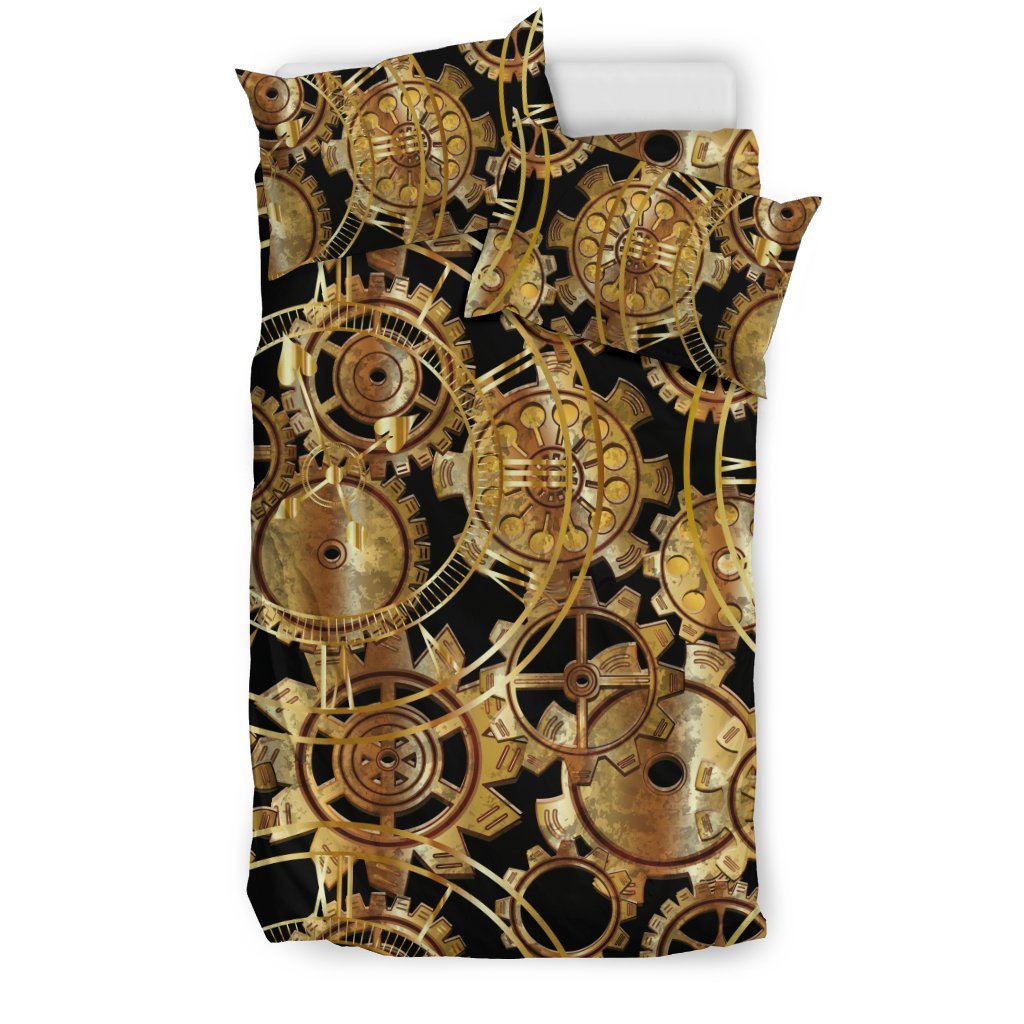 Steampunk Gear Design Themed Print Duvet Cover Bedding Set