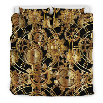 Steampunk Gear Design Themed Print Duvet Cover Bedding Set