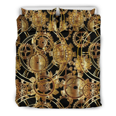 Steampunk Gear Design Themed Print Duvet Cover Bedding Set