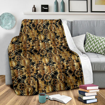 Steampunk Gear Design Themed Print Fleece Blanket