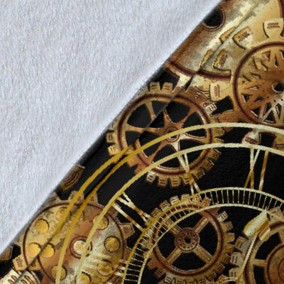 Steampunk Gear Design Themed Print Fleece Blanket