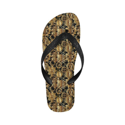 Steampunk Gear Design Themed Print Flip Flops-JTAMIGO.COM