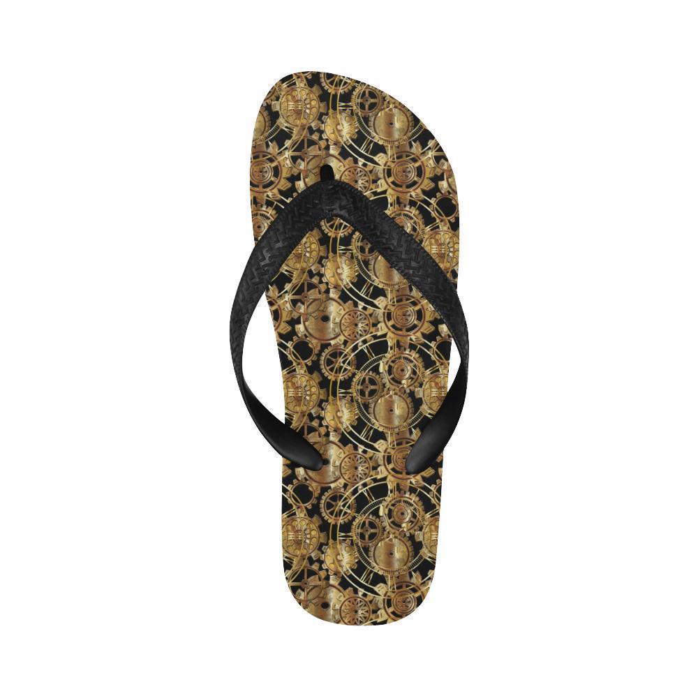 Steampunk Gear Design Themed Print Flip Flops-JTAMIGO.COM
