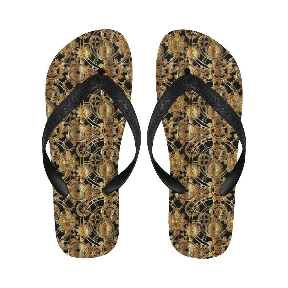 Steampunk Gear Design Themed Print Flip Flops-JTAMIGO.COM