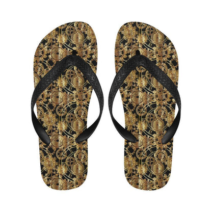 Steampunk Gear Design Themed Print Flip Flops-JTAMIGO.COM