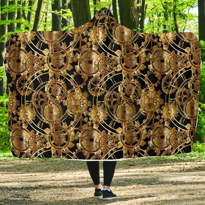 Steampunk Gear Design Themed Print Hooded Blanket-JTAMIGO.COM