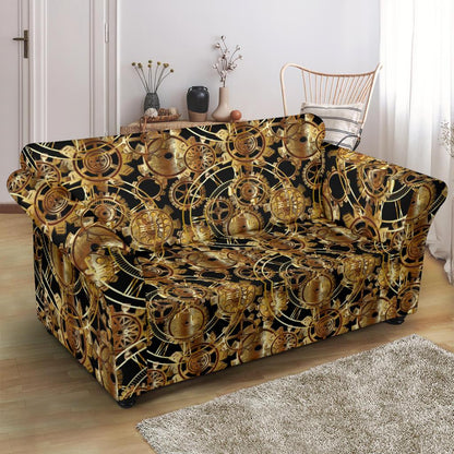 Steampunk Gear Design Themed Print Loveseat Slipcover-JTAMIGO.COM
