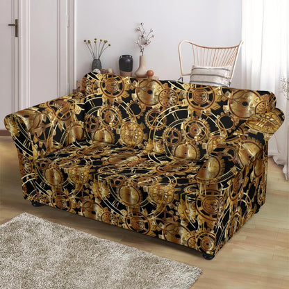 Steampunk Gear Design Themed Print Loveseat Slipcover-JTAMIGO.COM