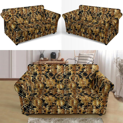 Steampunk Gear Design Themed Print Loveseat Slipcover-JTAMIGO.COM