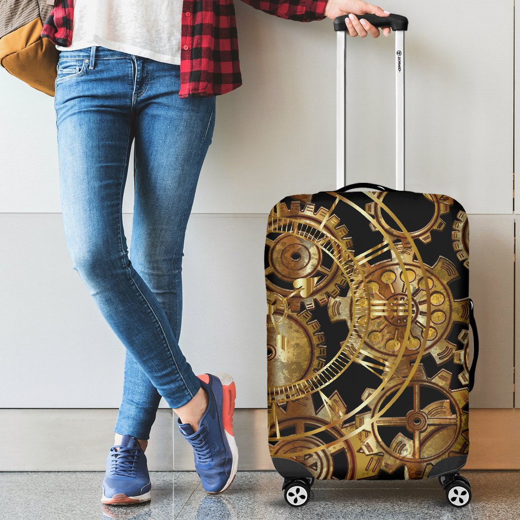 Steampunk Gear Design Themed Print Luggage Cover Protector