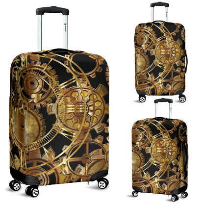 Steampunk Gear Design Themed Print Luggage Cover Protector