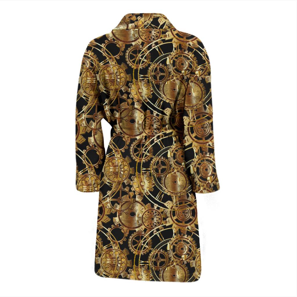 Steampunk Gear Design Themed Print Men Bath Robe-JTAMIGO.COM