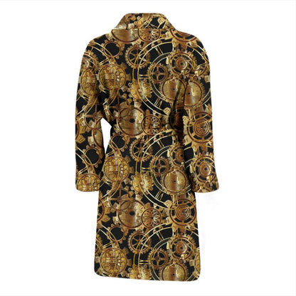 Steampunk Gear Design Themed Print Men Bath Robe-JTAMIGO.COM