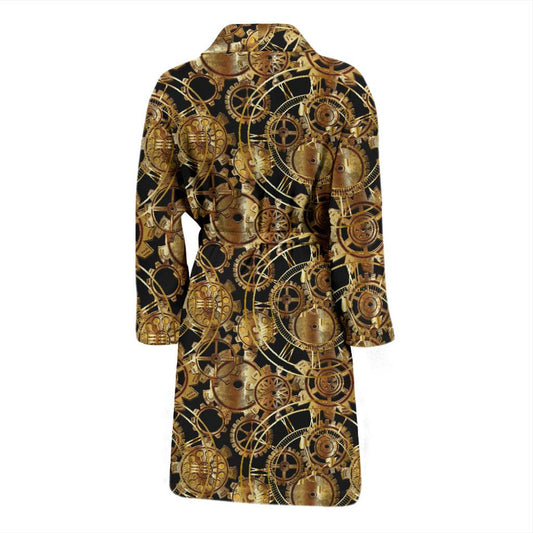 Steampunk Gear Design Themed Print Men Bath Robe-JTAMIGO.COM