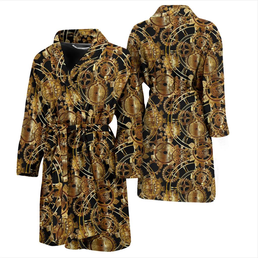 Steampunk Gear Design Themed Print Men Bath Robe-JTAMIGO.COM