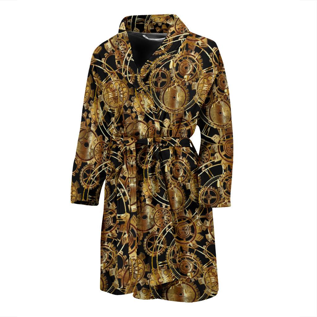 Steampunk Gear Design Themed Print Men Bath Robe-JTAMIGO.COM