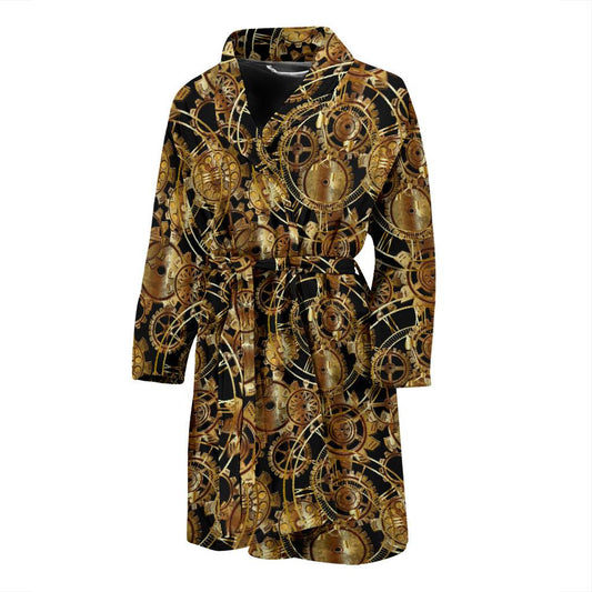 Steampunk Gear Design Themed Print Men Bath Robe-JTAMIGO.COM