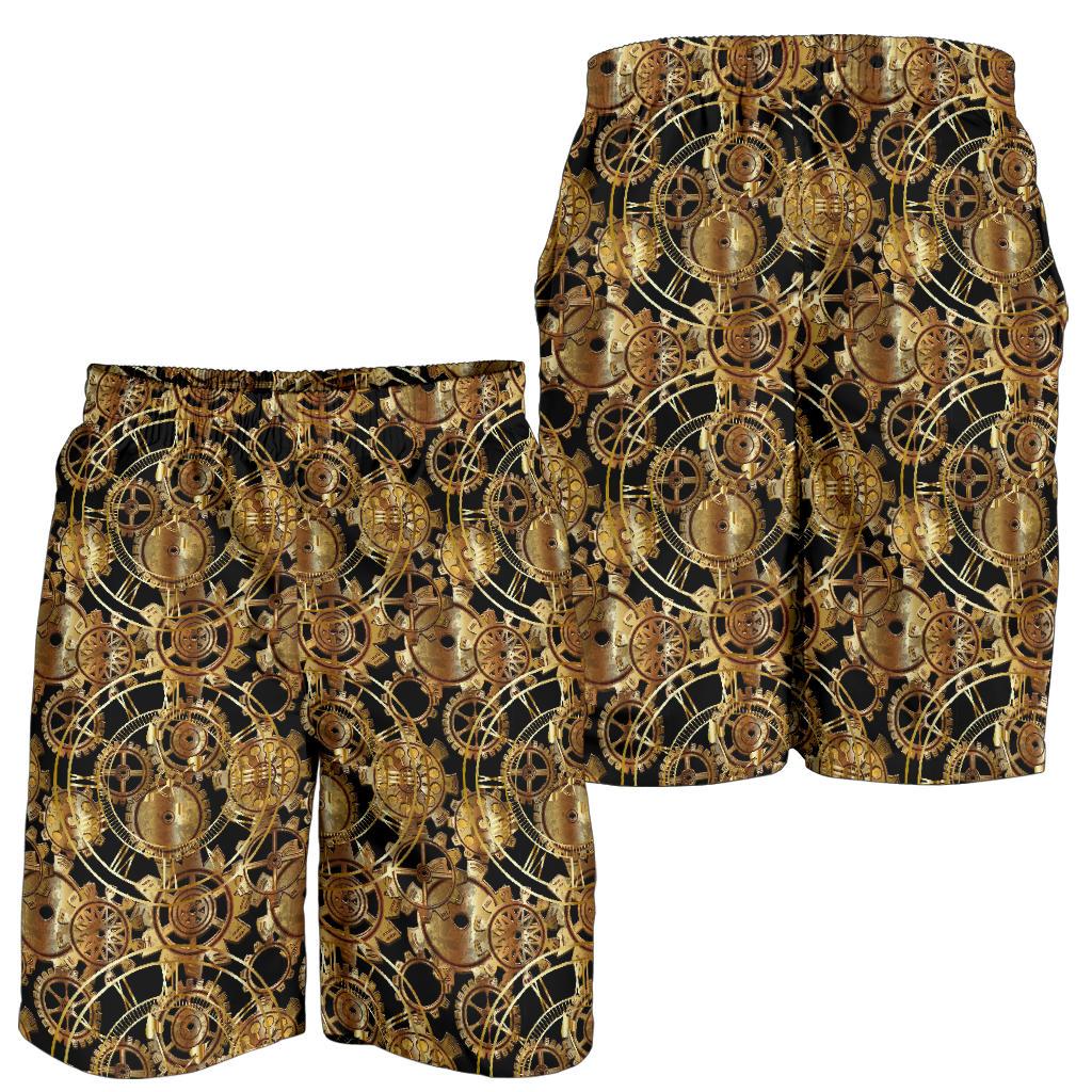 Steampunk Gear Design Themed Print Mens Shorts-JTAMIGO.COM