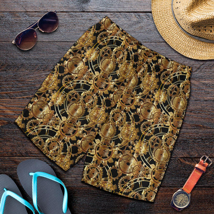 Steampunk Gear Design Themed Print Mens Shorts-JTAMIGO.COM