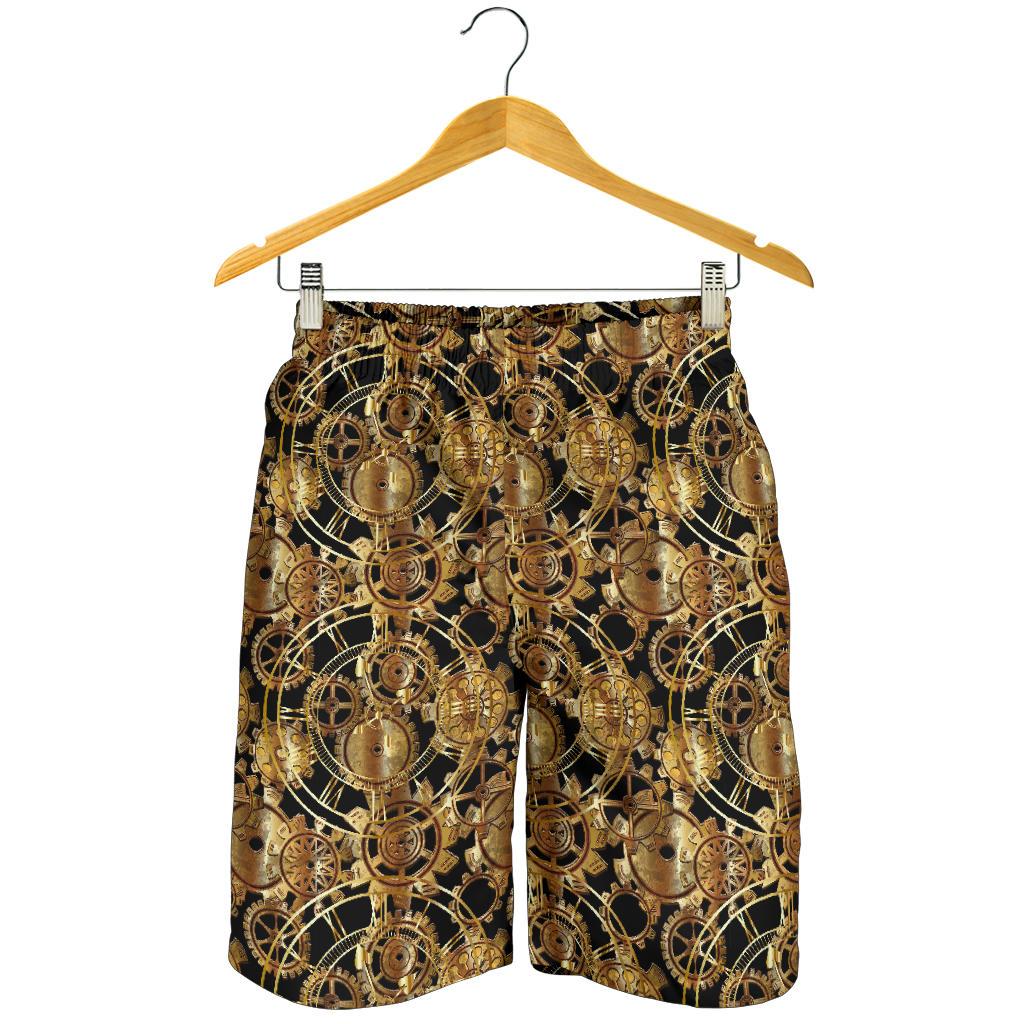 Steampunk Gear Design Themed Print Mens Shorts-JTAMIGO.COM