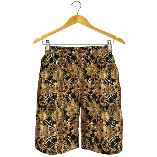Steampunk Gear Design Themed Print Mens Shorts-JTAMIGO.COM
