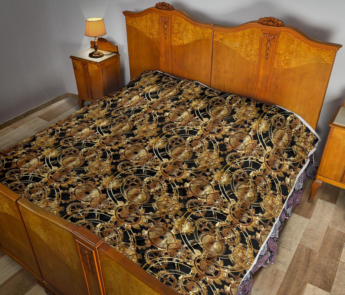 Steampunk Gear Design Themed Print Premium Quilt-JTAMIGO.COM