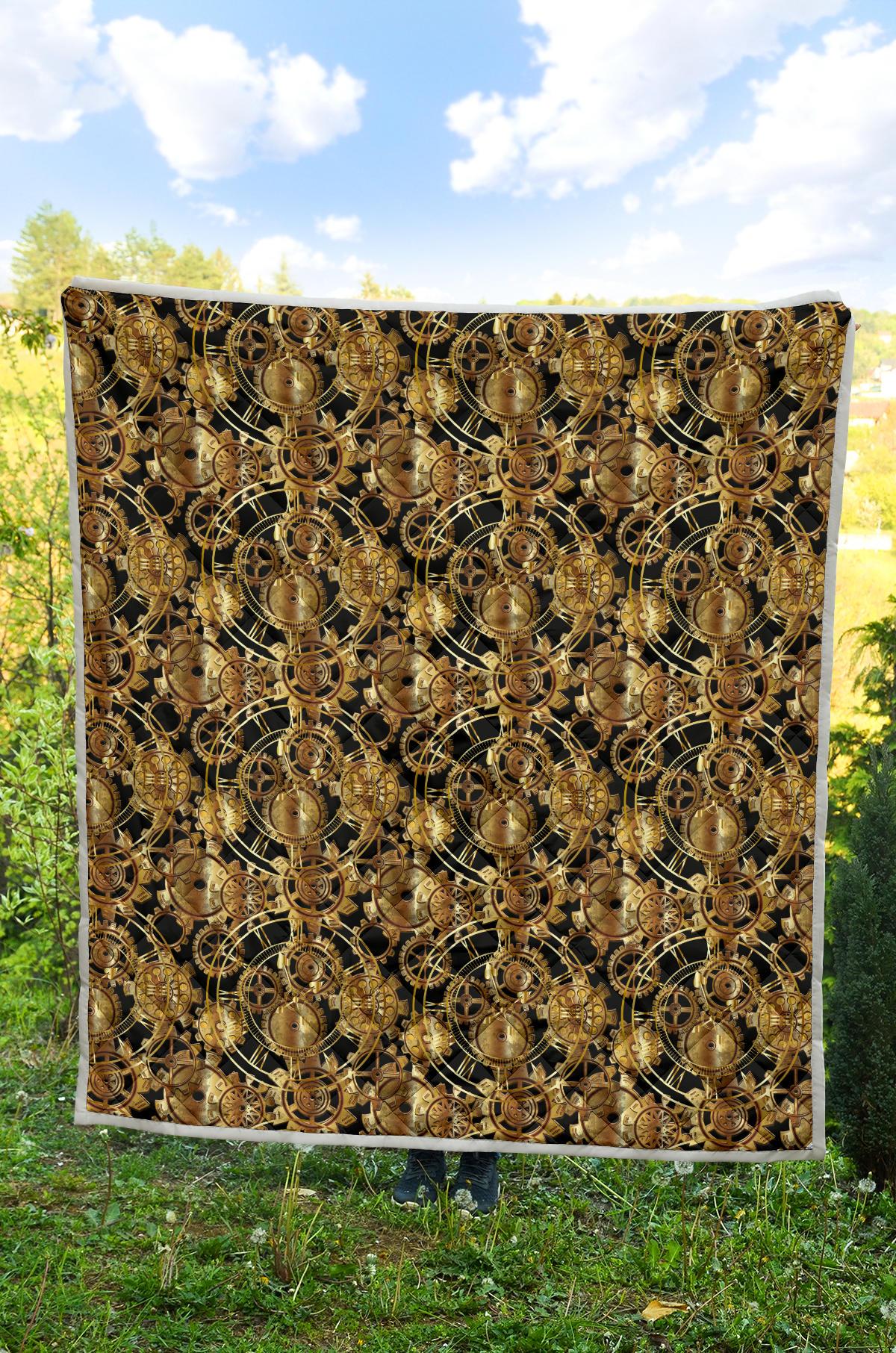 Steampunk Gear Design Themed Print Premium Quilt-JTAMIGO.COM