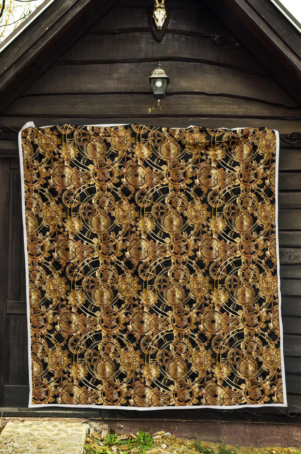 Steampunk Gear Design Themed Print Premium Quilt-JTAMIGO.COM