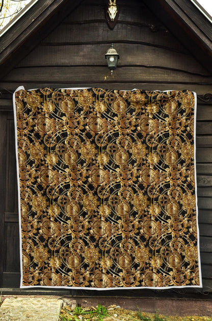 Steampunk Gear Design Themed Print Premium Quilt-JTAMIGO.COM