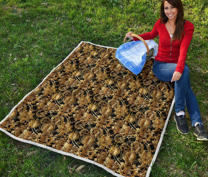 Steampunk Gear Design Themed Print Premium Quilt-JTAMIGO.COM